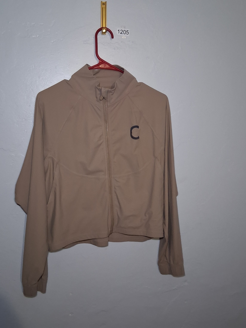 Beige Cropped Jacket with C Logo